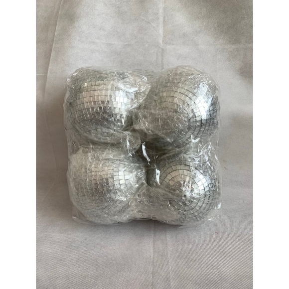Set of 4 Mirror Disco Ball Silver Hanging Party Disco Ball Dj Lights Decoration - Picture 5 of 7